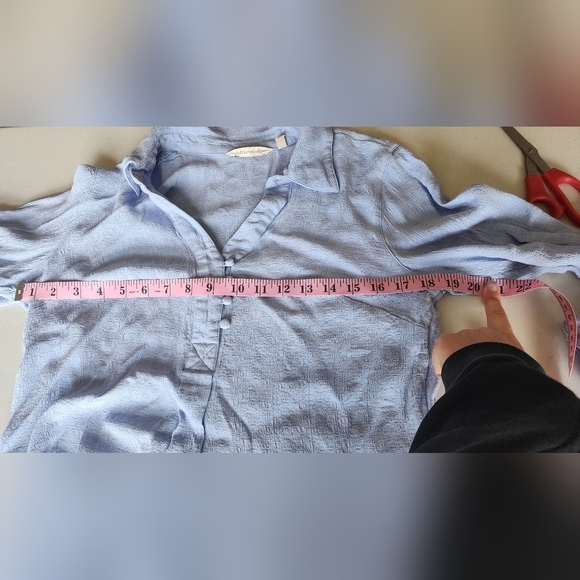 Soft Surroundings Half Button Blue Blouse Women's Size S. - Picture 3 of 7